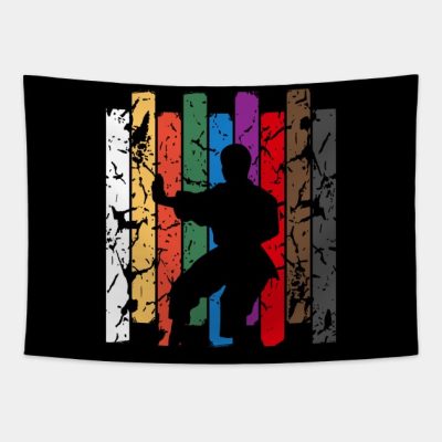 Retro Karate Pose Silhouette Tapestry Official Karate Merch