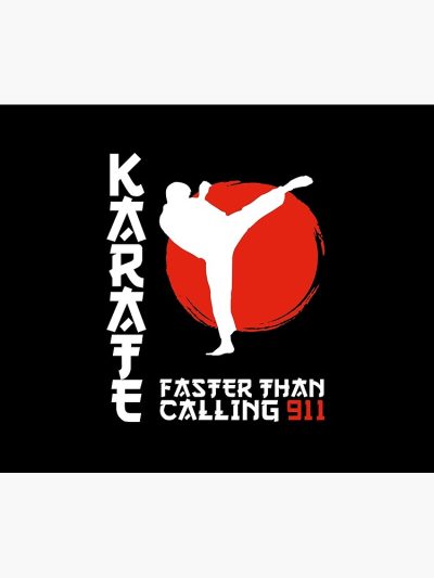 Karate Faster Than Calling 911 Black Belt Tapestry Official Karate Merch