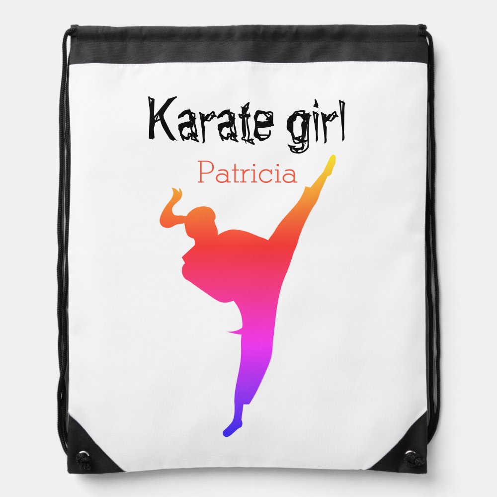 japan martial arts karate girl silhouette modern drawstring bag - Karate Gifts