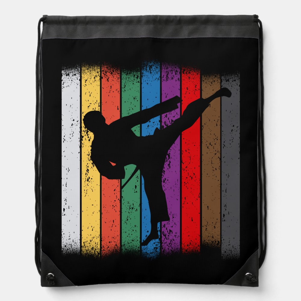 karate belt colors silhouette drawstring bag - Karate Gifts