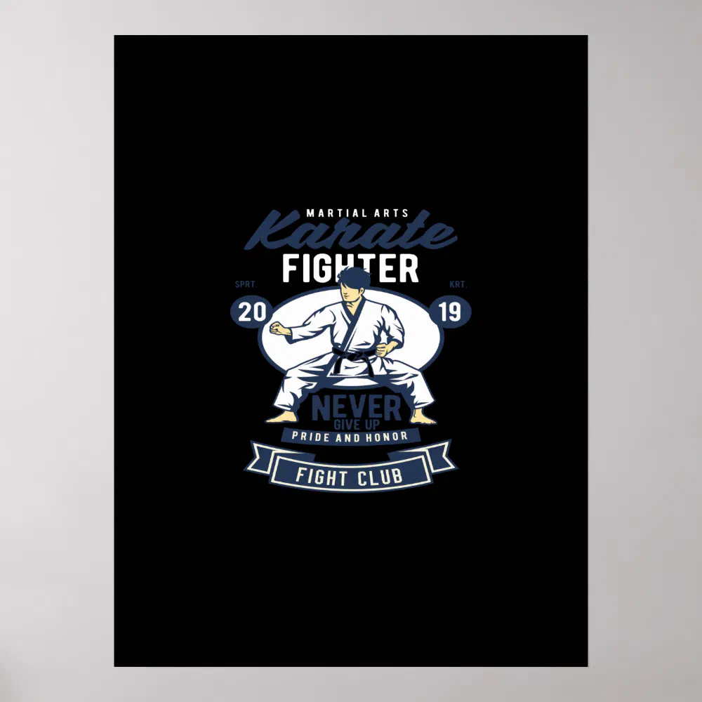 karate fighter never give up poster re9b452945d2b493fb34ed231f46fa4a5 wv4 8byvr 1000 - Karate Gifts Store