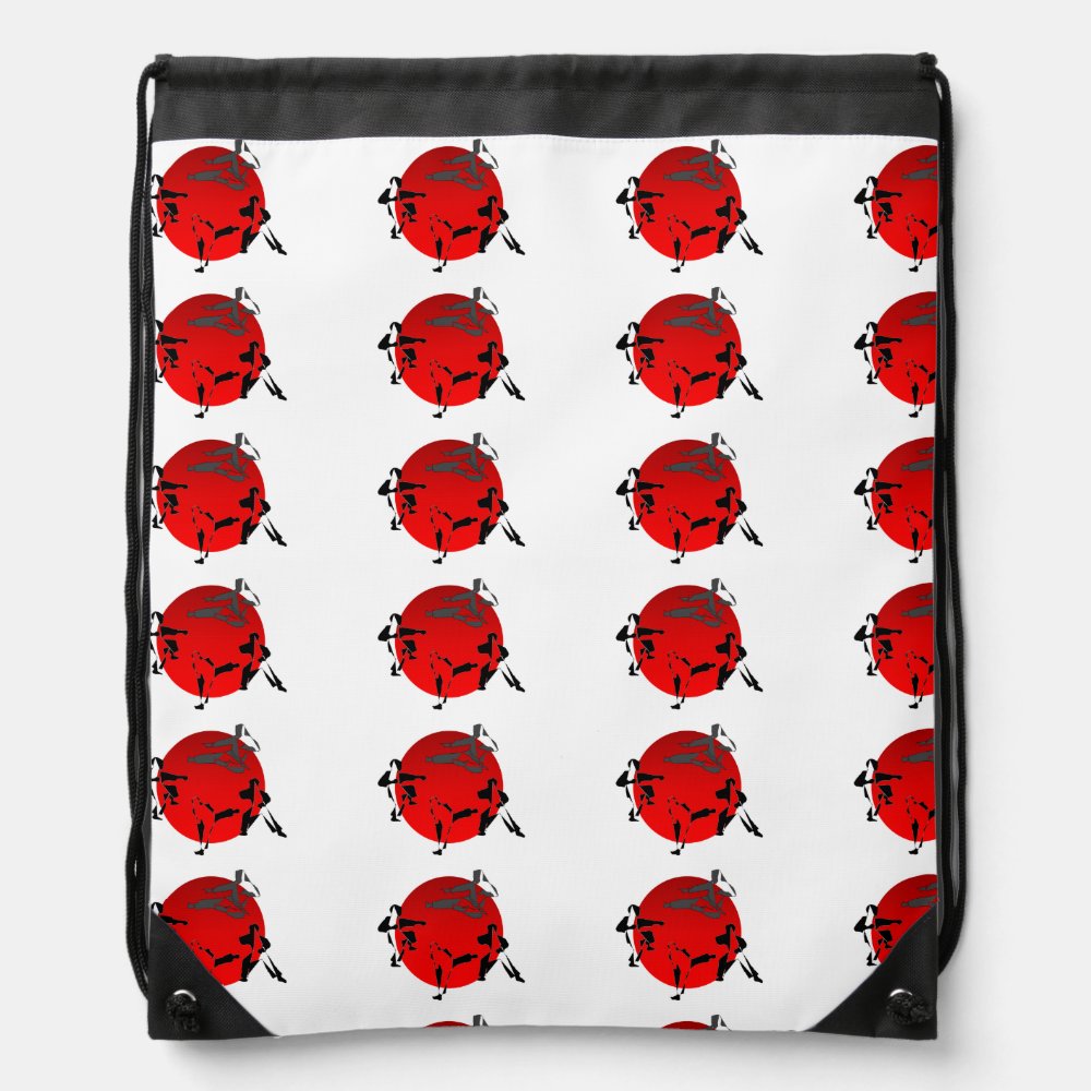 mug karate martial arts japan red moon fleece blan drawstring bag - Karate Gifts