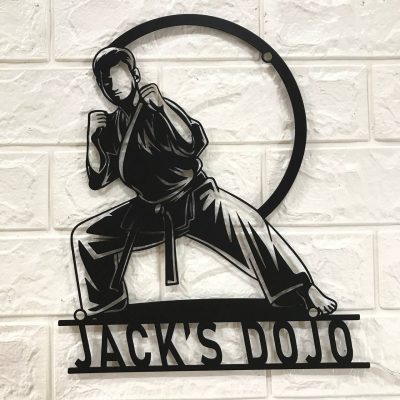 Dojo Karate Personalized Metal Sign With Light - Karate Gifts